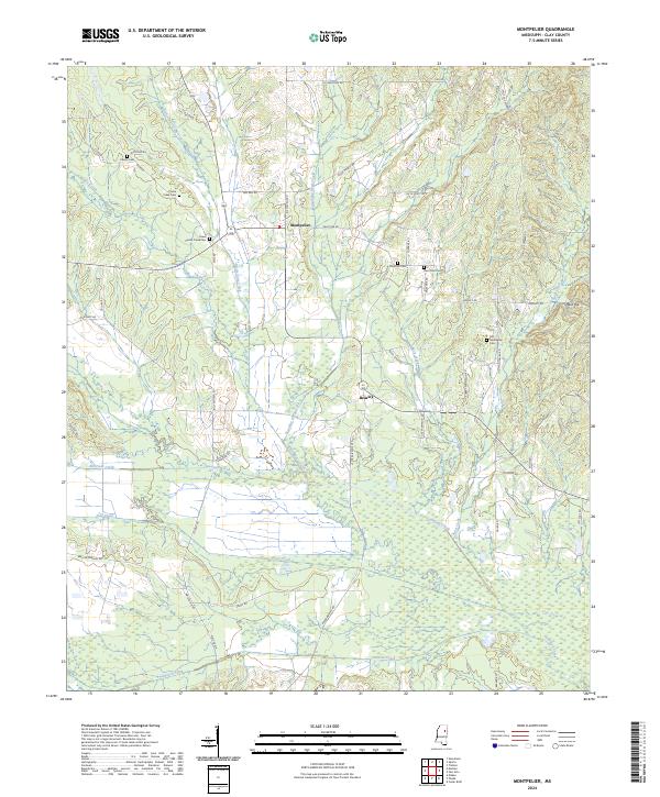 Montpelier, MS — USGS 7.5-minute topo (2024)