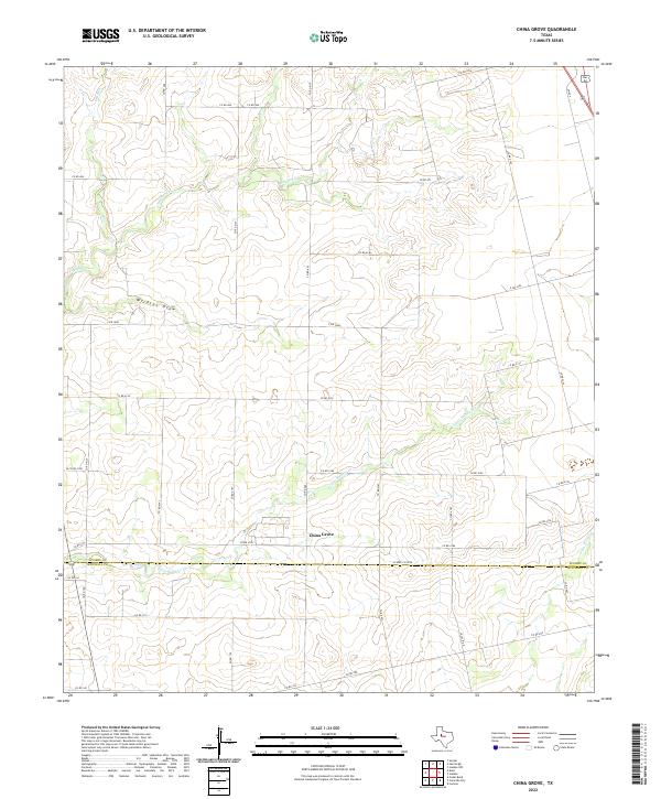 China Grove, TX — USGS 7.5-minute topo (2022)