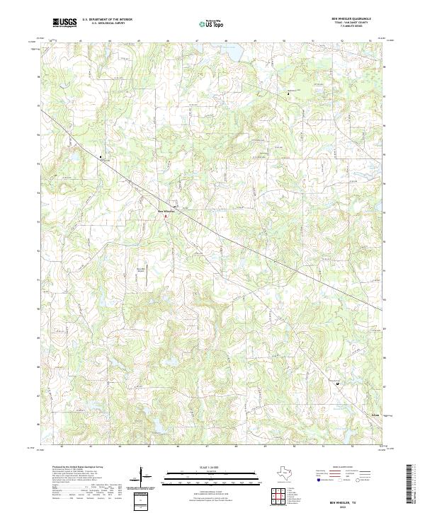 Ben Wheeler, TX — USGS 7.5-minute topo (2022)