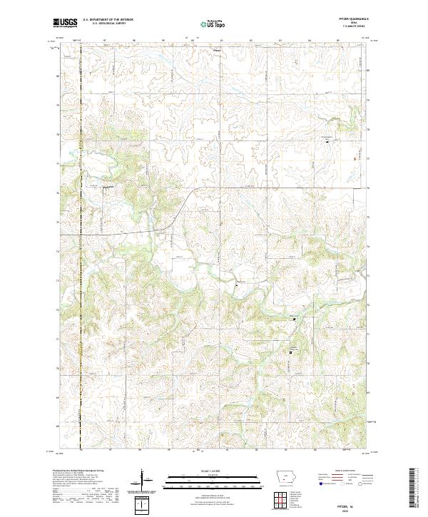 Pitzer, IA — USGS 7.5-minute topo (2022)