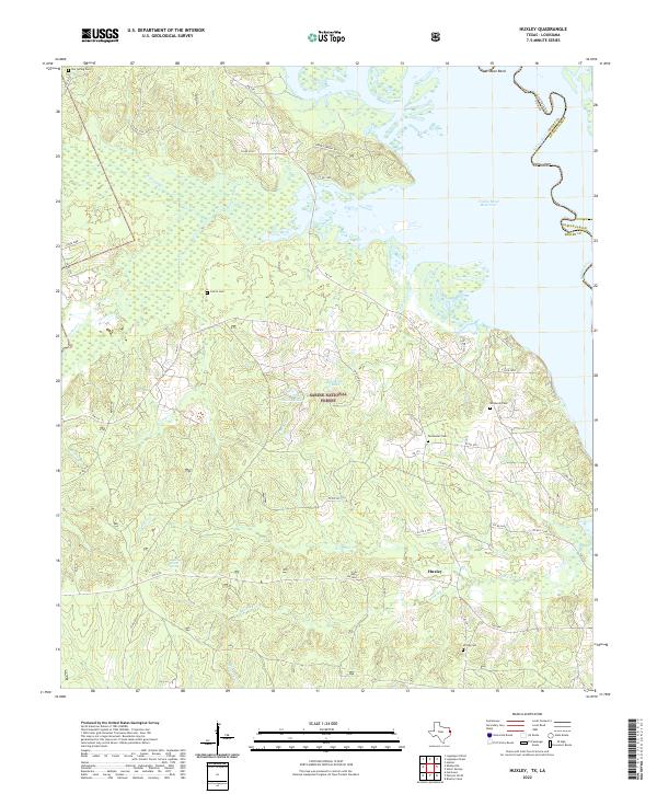 Huxley, TX-LA — USGS 7.5-minute topo (2022)
