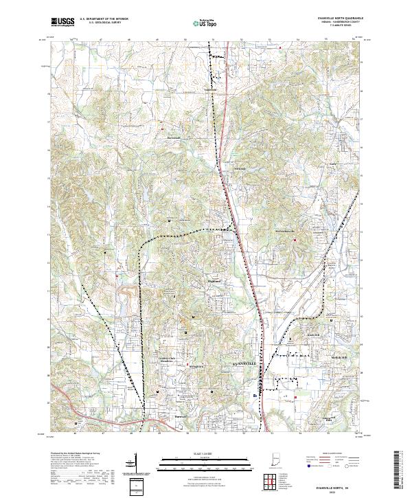 Evansville North, IN — USGS 7.5-minute topo (2022)