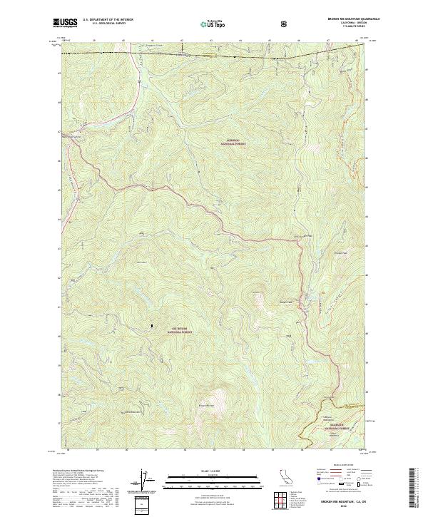 Broken Rib Mountain, CA-OR — USGS 7.5-minute topo (2022)