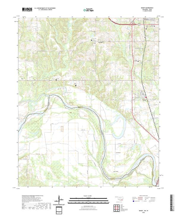 Grant, OK-TX — USGS 7.5-minute topo (2022)
