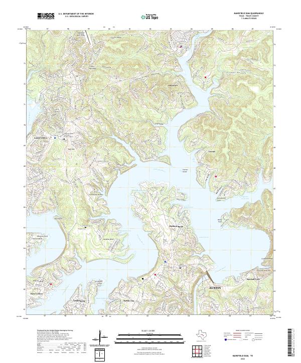 Mansfield Dam, TX — USGS 7.5-minute topo (2022)