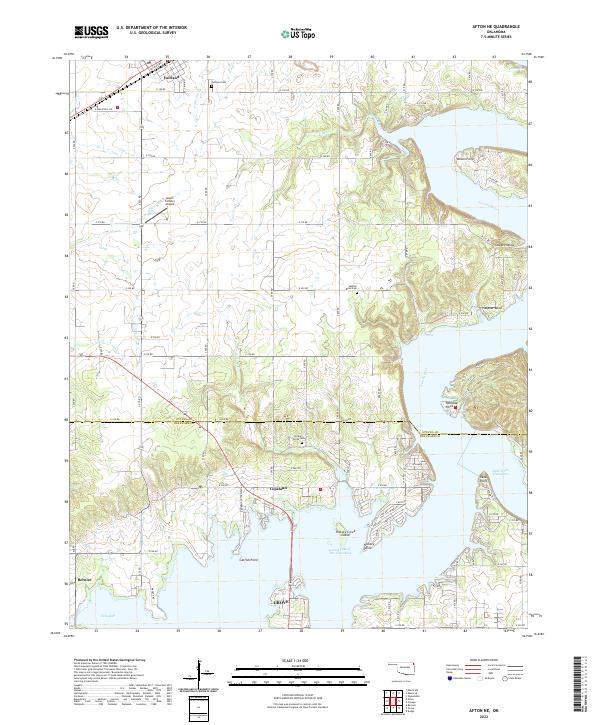 Afton NE, OK — USGS 7.5-minute topo (2022)