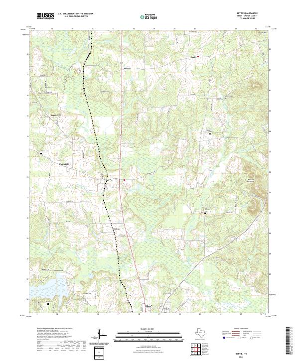 Bettie, TX — USGS 7.5-minute topo (2022)