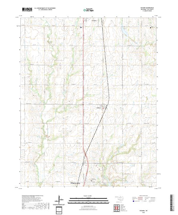 Kildare, OK — USGS 7.5-minute topo (2022)