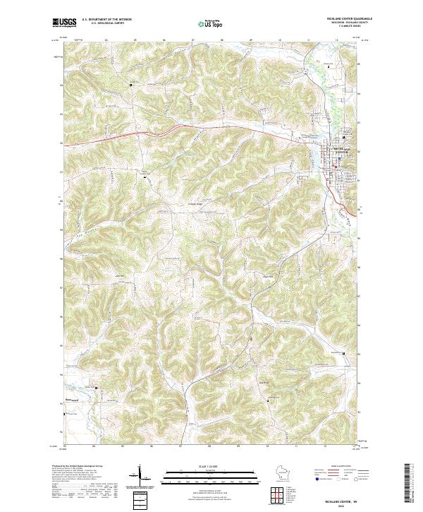 Richland Center, WI — USGS 7.5-minute topo (2022)