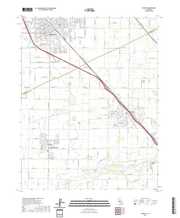 Turlock, CA — USGS 7.5-minute topo (2021)