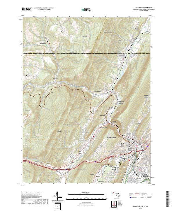 Cumberland, MD-PA-WV — USGS 7.5-minute topo (2023)