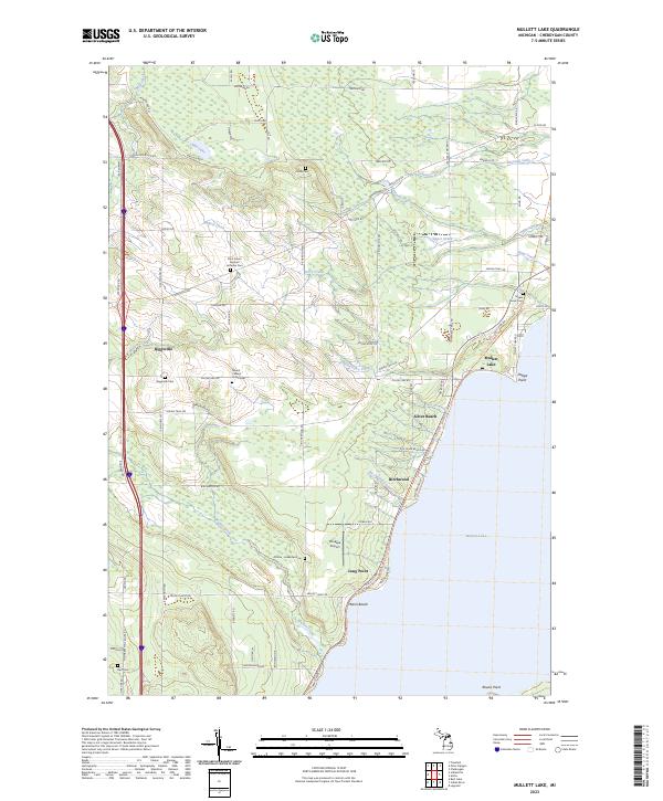 Mullett Lake, MI — USGS 7.5-minute topo (2023)