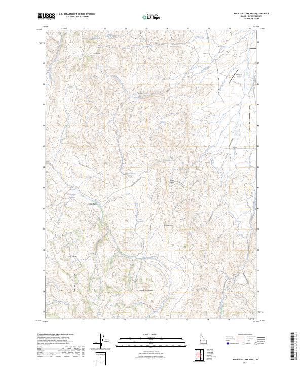 Rooster Comb Peak, ID — USGS 7.5-minute topo (2023)