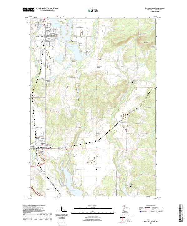 Rice Lake South, WI — USGS 7.5-minute topo (2022)