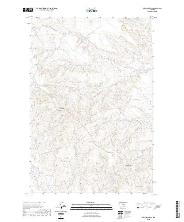 Mexican Buttes, MT — USGS 7.5-minute topo (2024)