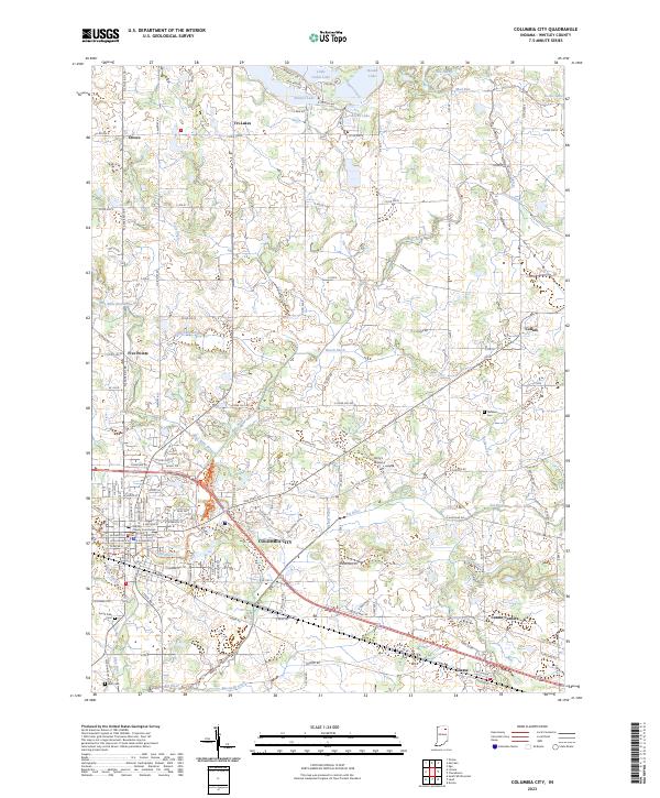 Columbia City, IN — USGS 7.5-minute topo (2023)