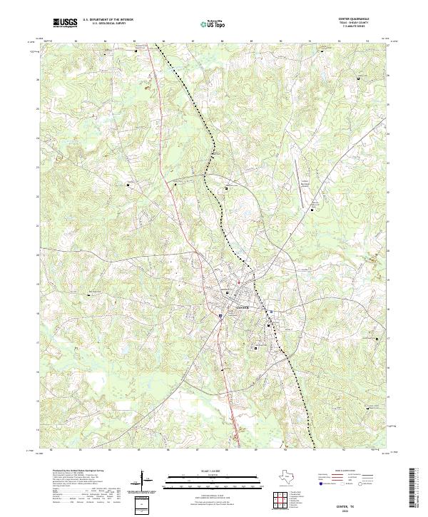 Center, TX — USGS 7.5-minute topo (2022)