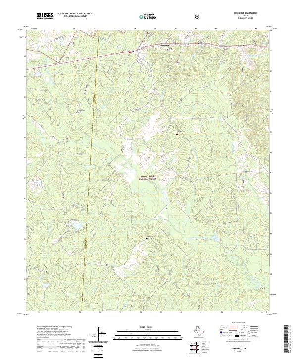 Oakhurst, TX — USGS 7.5-minute topo (2022)