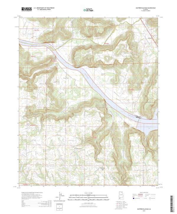 Guntersville Dam, AL — USGS 7.5-minute topo (2026)