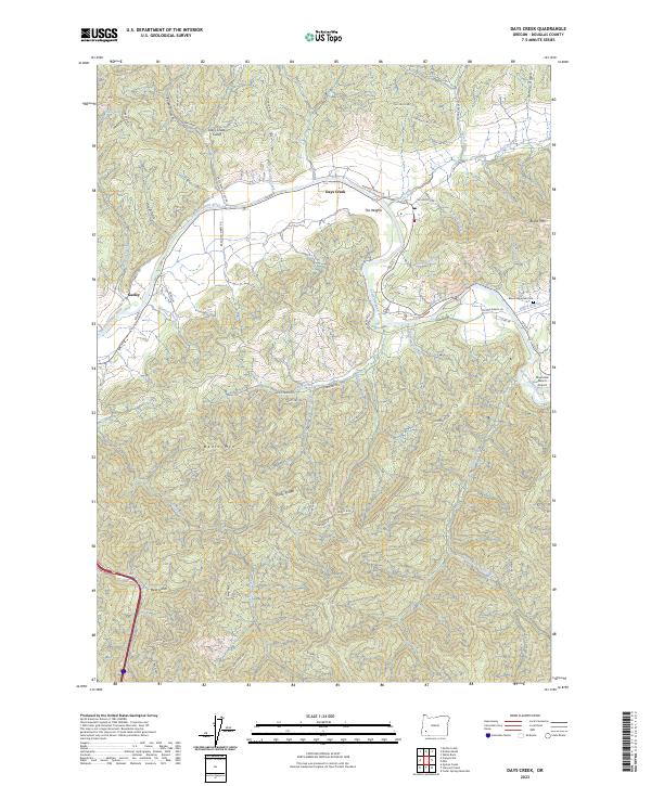 Days Creek, OR — USGS 7.5-minute topo (2023)