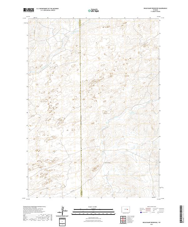 Beauchamp Reservoir, WY — USGS 7.5-minute topo (2021)