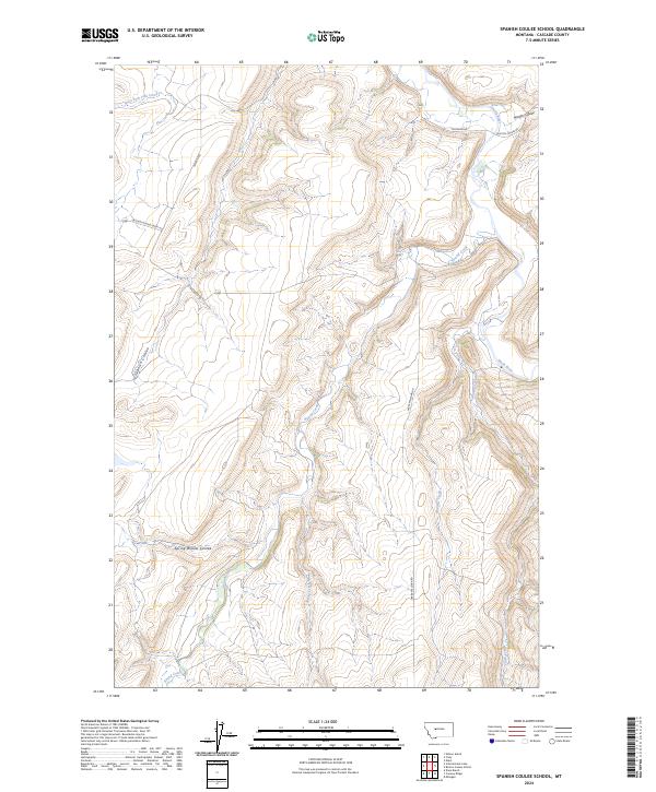 Spanish Coulee School, MT — USGS 7.5-minute topo (2024)