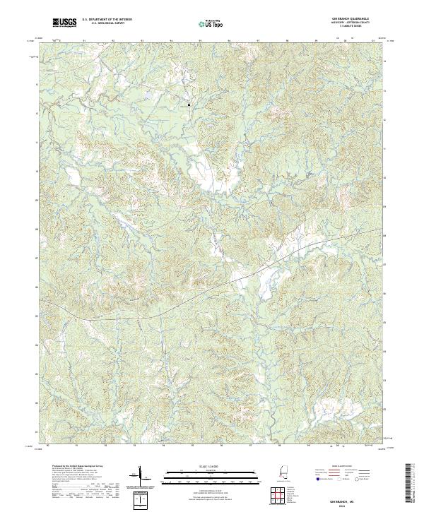 Gin Branch, MS — USGS 7.5-minute topo (2024)