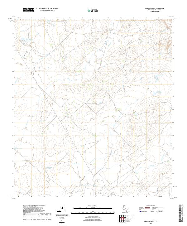 Chargos Creek, TX — USGS 7.5-minute topo (2022)