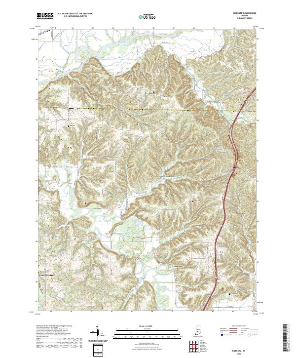 Modesto, IN — USGS 7.5-minute topo (2022)