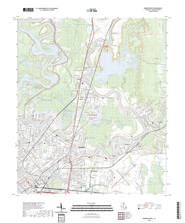 Monroe North, LA — USGS 7.5-minute topo (2024)
