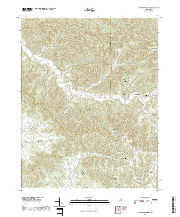 Bradfordsville NE, KY — USGS 7.5-minute topo (2022)