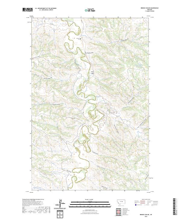 Bridge Coulee, MT — USGS 7.5-minute topo (2024)
