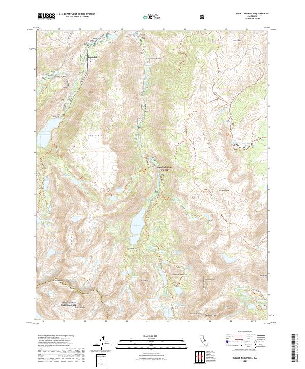 Mount Thompson, CA — USGS 7.5-minute topo (2021)