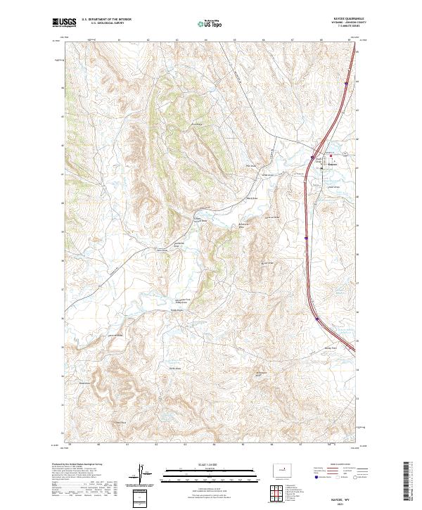 Kaycee, WY — USGS 7.5-minute topo (2021)