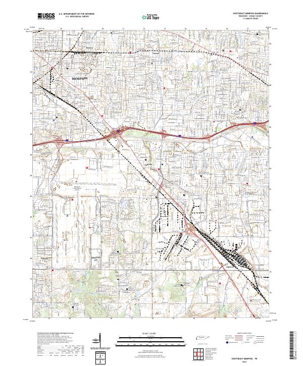 Southeast Memphis, TN — USGS 7.5-minute topo (2022)