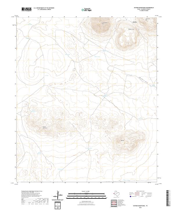 Sixteen Mountains, TX — USGS 7.5-minute topo (2022)