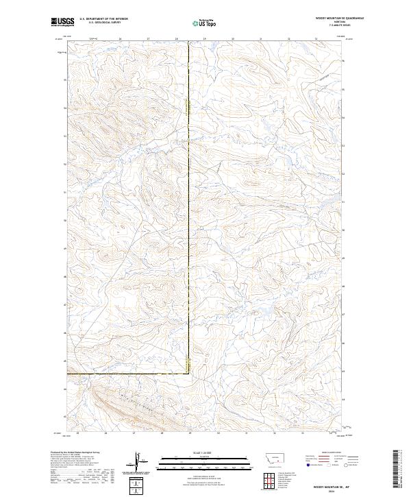 Woody Mountain SE, MT — USGS 7.5-minute topo (2024)