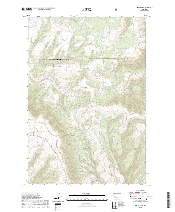 Big Ice Cave, MT — USGS 7.5-minute topo (2024)