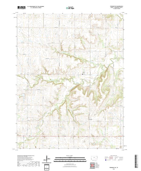 Piedmont NE, KS — USGS 7.5-minute topo (2022)