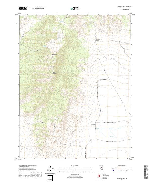 Bellevue Peak, NV — USGS 7.5-minute topo (2021)
