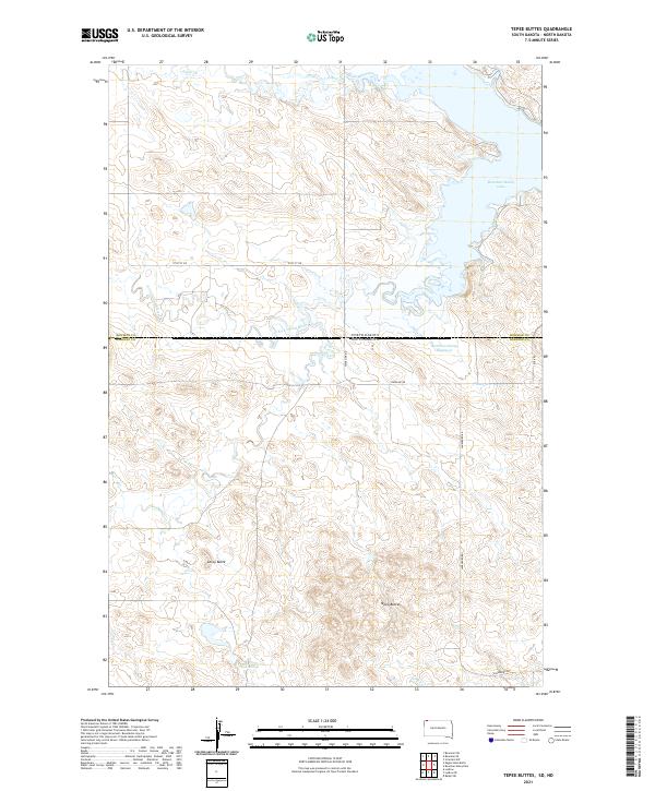 Tepee Buttes, SD-ND — USGS 7.5-minute topo (2021)