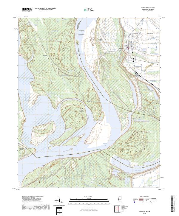 Rosedale, MS-AR — USGS 7.5-minute topo (2024)