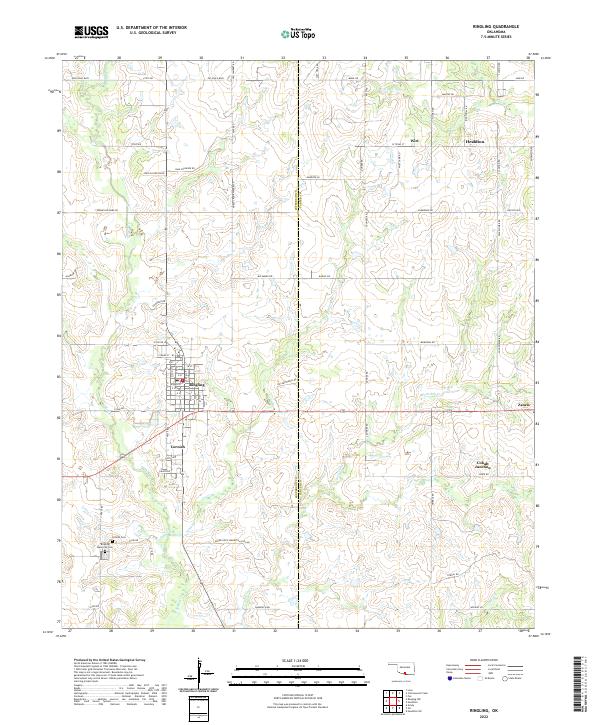 Ringling, OK — USGS 7.5-minute topo (2022)