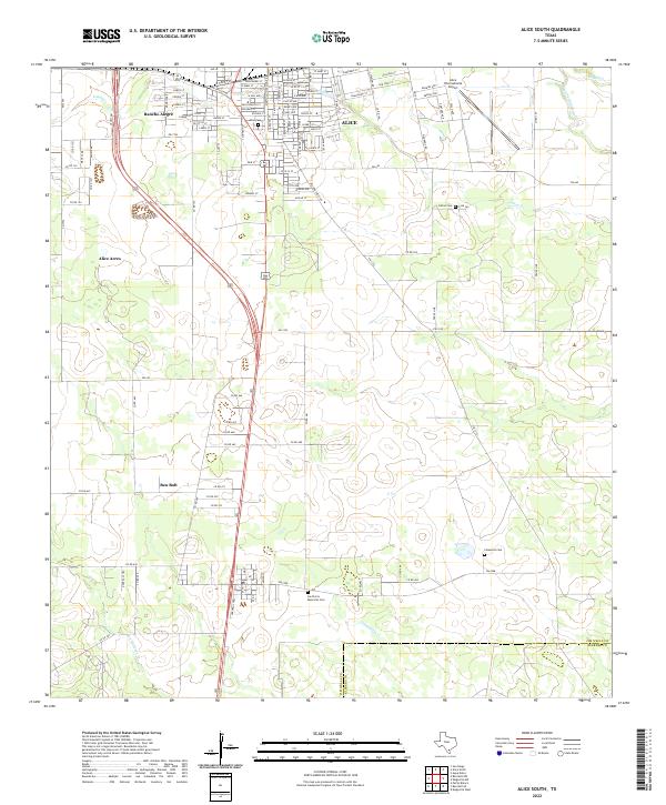 Alice South, TX — USGS 7.5-minute topo (2022)