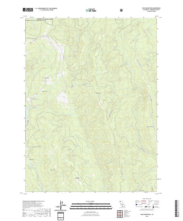 Hupa Mountain, CA — USGS 7.5-minute topo (2022)