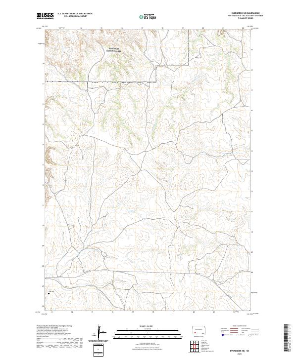 Evergreen NE, SD — USGS 7.5-minute topo (2021)