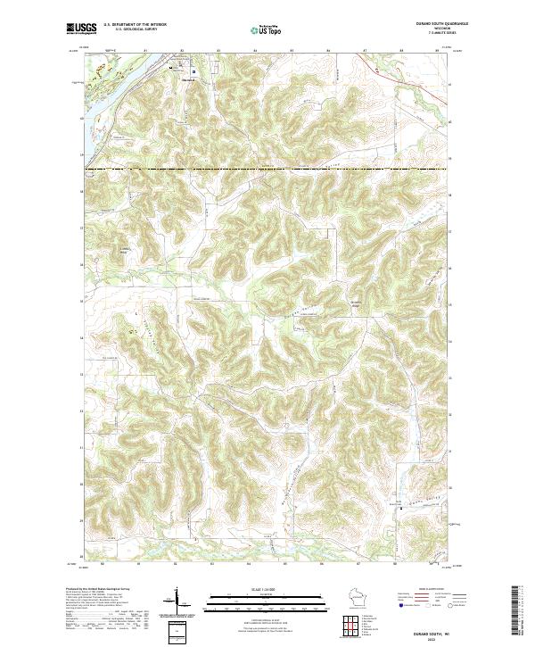 Durand South, WI — USGS 7.5-minute topo (2022)