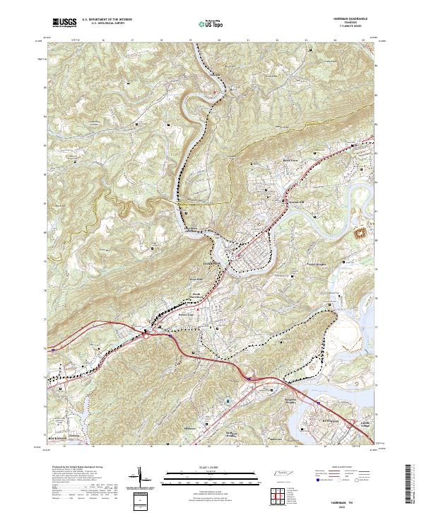 Harriman, TN — USGS 7.5-minute topo (2022)