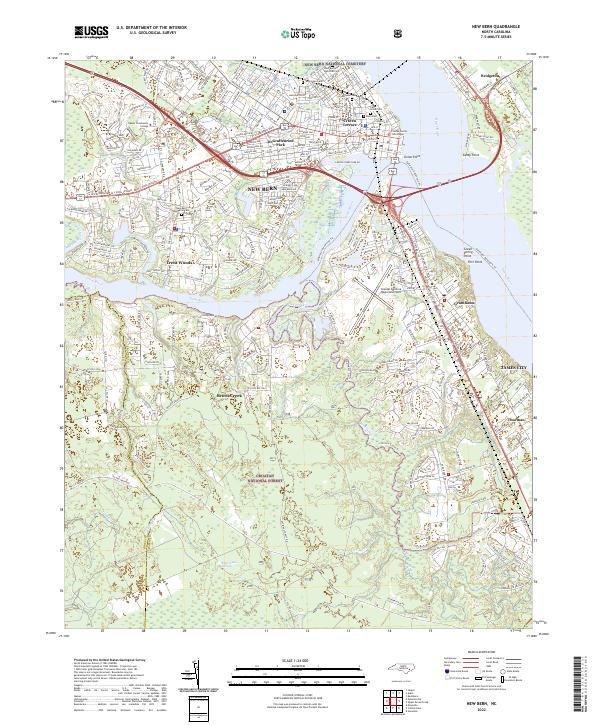 New Bern, NC — USGS 7.5-minute topo (2022)