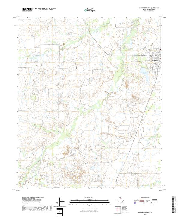 Archer City West, TX — USGS 7.5-minute topo (2022)